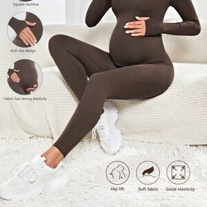 Women's Maternity Leggings - Brown